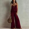 Summer 2 Piece Sets for Women, Spaghetti Strap Tank Top And Wide Leg Pants Lounge Set, Beach Vacation Travel Outfits