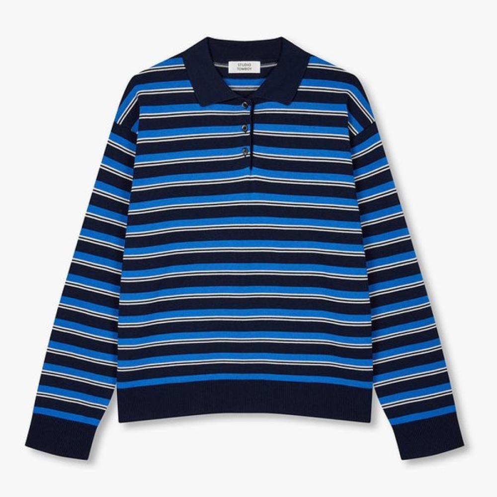 STUDIO TOMBOY Stripe Long Sleeve Collar Knit 9176452981