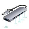 Usb C Hub 6-in-1 Dual-head Type C/usb Docking Station Pd Fast Charging Adapter Supports Sd/tf