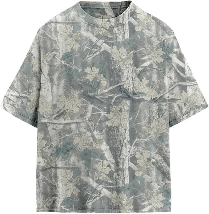 Summer Men's Fashion Trend Slim Fit Casual Branch Camouflage 3D Digital Printing Short-sleeved T-shirt Top