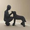 3D Printed Girl And Dog Statues Sculpture Canine Statues Crafts Cute Dog Figurine Pet Lovers Funny Desktop Ornaments Home Decor