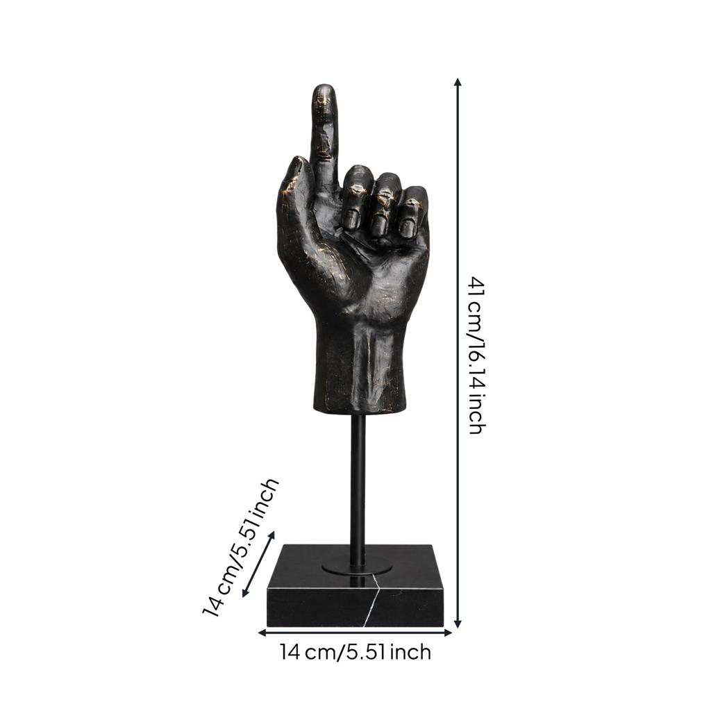 Resin Hand Statue with Base Antique Copper Finish Tabletop Figurine