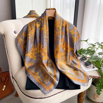 Neues Frühlings- und Sommerdesign Luxus 90cm Damenschal Sonnenschutz Foulard Schal Hijab Weibliche Haar-Hijab-Wraps Halstuch Bandana