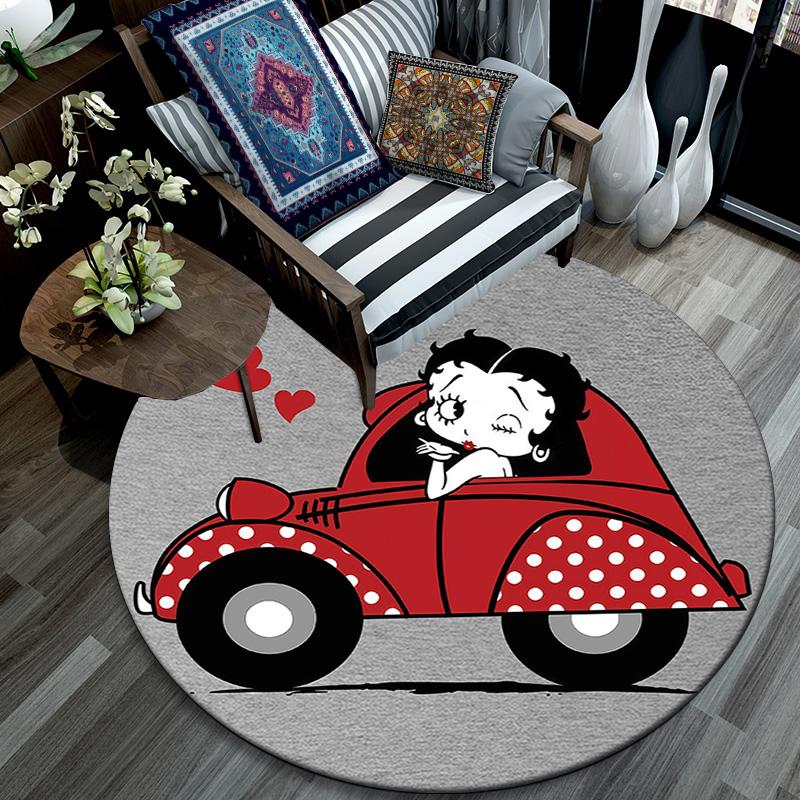 Betty Boop Round Area Rug,Carpet Rug for Living Room Bedroom Sofa Playroom Decor,Non-slip Floor Mat