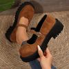 Braune Mary Janes Schuhe mit Metallschnalle Damen 2025 Sommer Klobige Plateau Mittelhohe Absätze Pumps Damen Einfarbig Geschlossene Zehen Sandalen Damen