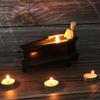 Resins Skeleton Decoration Coffin Shape Candle Horror Skull Sculpture For Holiday Displays Halloween Party Supplies
