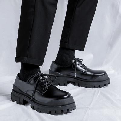 Original Design 2025 New British Style Lacquer Leather Men's Shoes Black Elevated Shoes Lace Up Business Casual Shoes