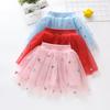 New Girls' Embroidered Mesh Short Skirt Princess Fluffy Half Skirt Floral Short Skirt Dance Skirt