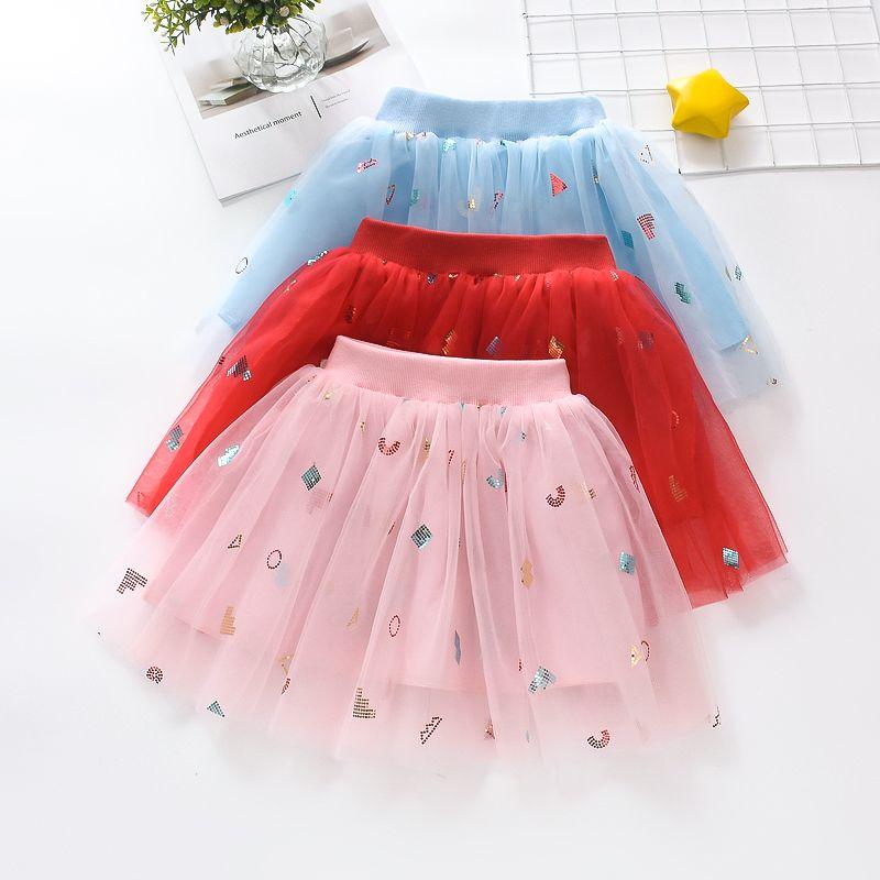 New Girls' Embroidered Mesh Short Skirt Princess Fluffy Half Skirt Floral Short Skirt Dance Skirt