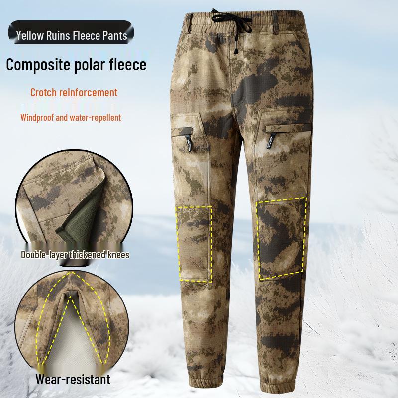 Men's Winter Camouflage Cotton Jacket with Velvet Lining for Cold Protection and Workwear