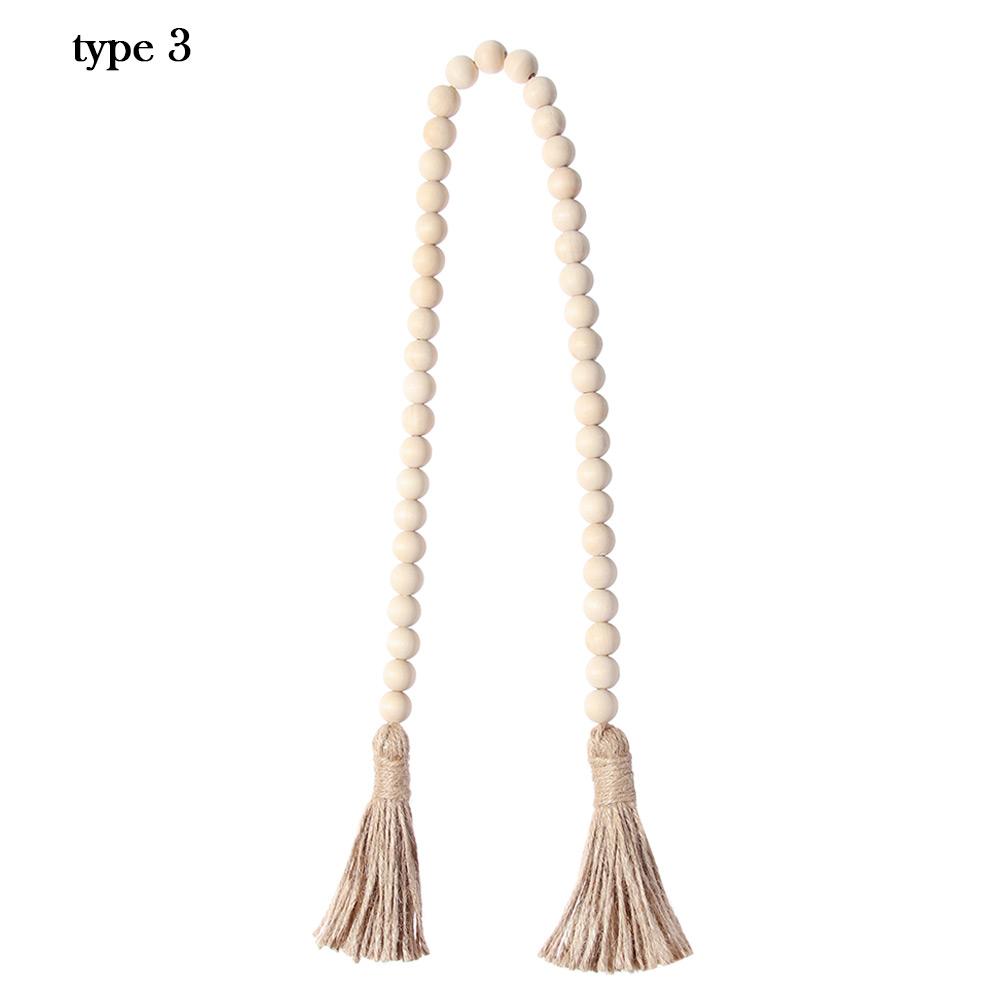Bohemian Style Wooden Bead Tassels String Handmade Garland Jute Tassels Rustic Bead Ornament For Wall Hanging Decoration Crafts