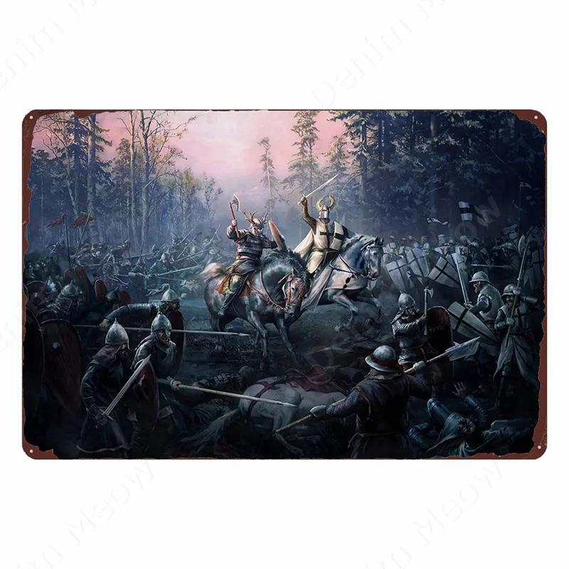 The Crusaders Vintage Metal Tin Sign, Bar, Club, Cafe, Home, Bedroom, Wall Decoration, Cruciata Art Poster, Catholicism Plaqu