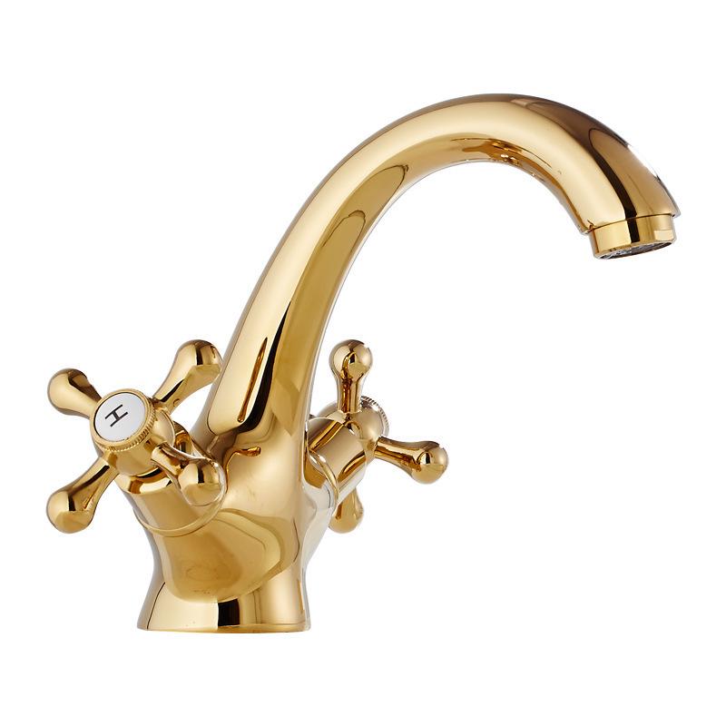 European Antique All-Copper Double-Handle Bathroom Faucet