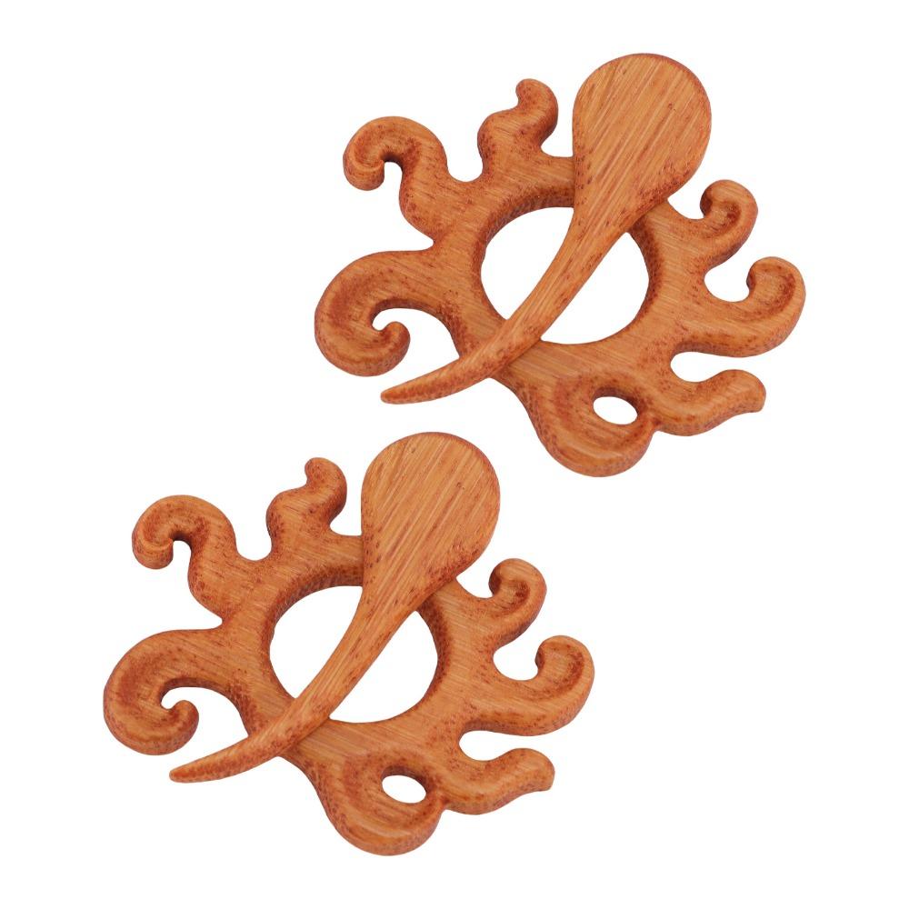 2pcs Multifunctional Wooden Brooch Pin Handmade Brown Animal Brooch Pin For Sweaters