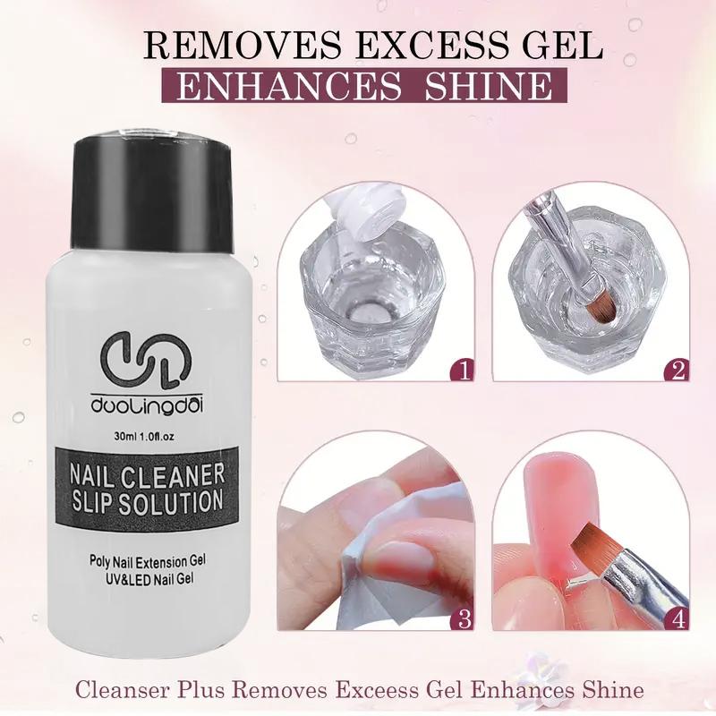 Poly Gel Extension Tool Set, Including 30ml of Cleaner Fluid, 7.5ml Base Coat and Top Coat, Nail Mold, Nail Clip and Nail Brush