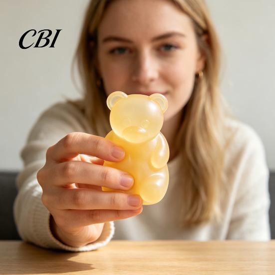 Relaxation Soft Toy Bear Shape Stress Relief Toy, Elastic Sensory Fidget High Density Travel Size Reliever Durable TPR Ball, Portable Pinch