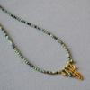 Autumn/Winter French Retro Turquoise Beaded Leaf Necklace