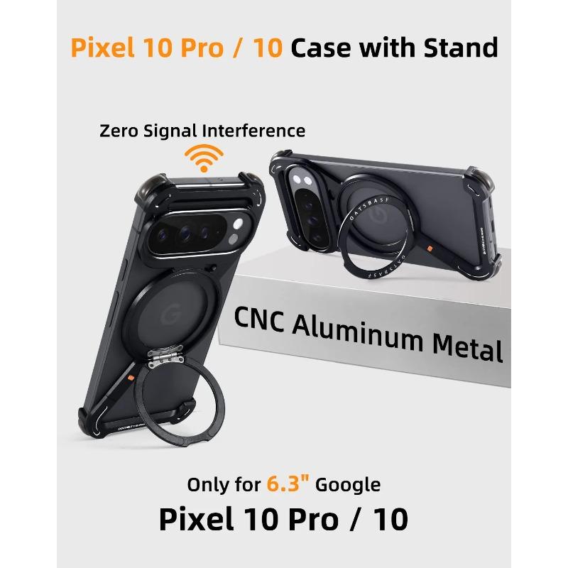 Eary Metal Magnetic Case for Google Pixel 10 Pro XL for Magsafe 360°Rotation Stand Frameless Drop Protector Aluminum Phone Cover