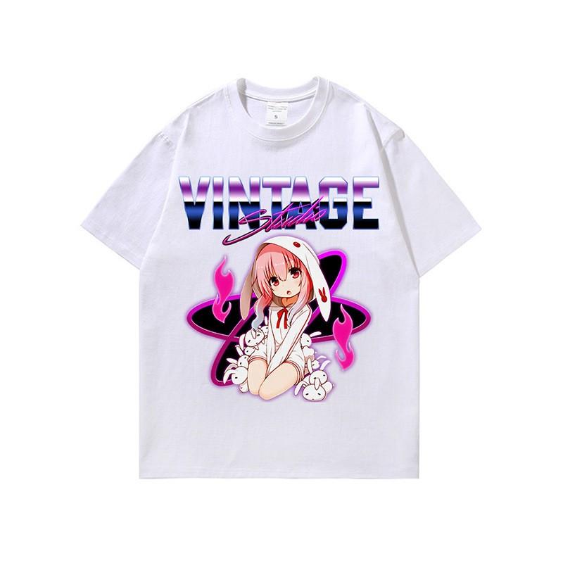 Unisex Vintage Streetwear Cotton Tee With Graphic Print Loose Fit Heavyweight Washed T-Shirt