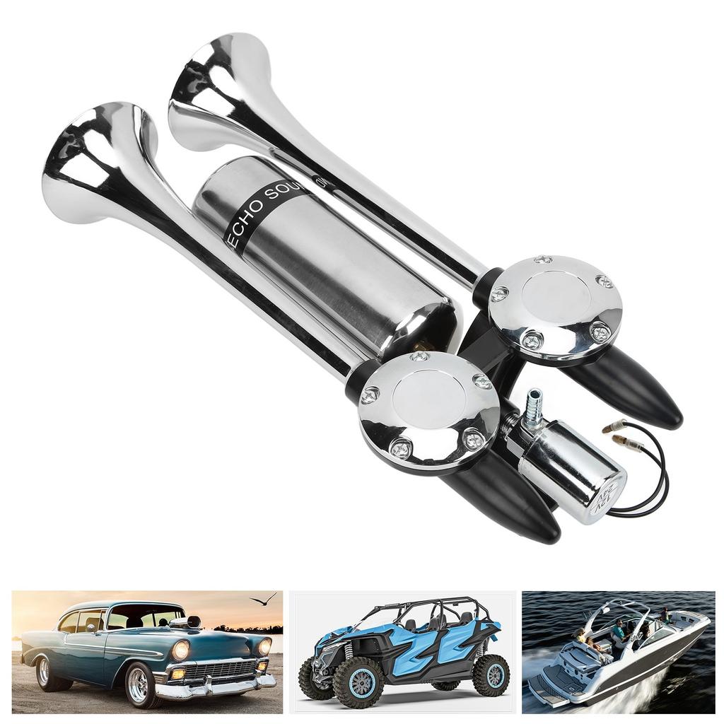300DB billufthorn sinklegering forkromning Dobbeltrørshøyttaler for togskip SUV RV lastebil Motorsykkel 12V/24V lufthorn