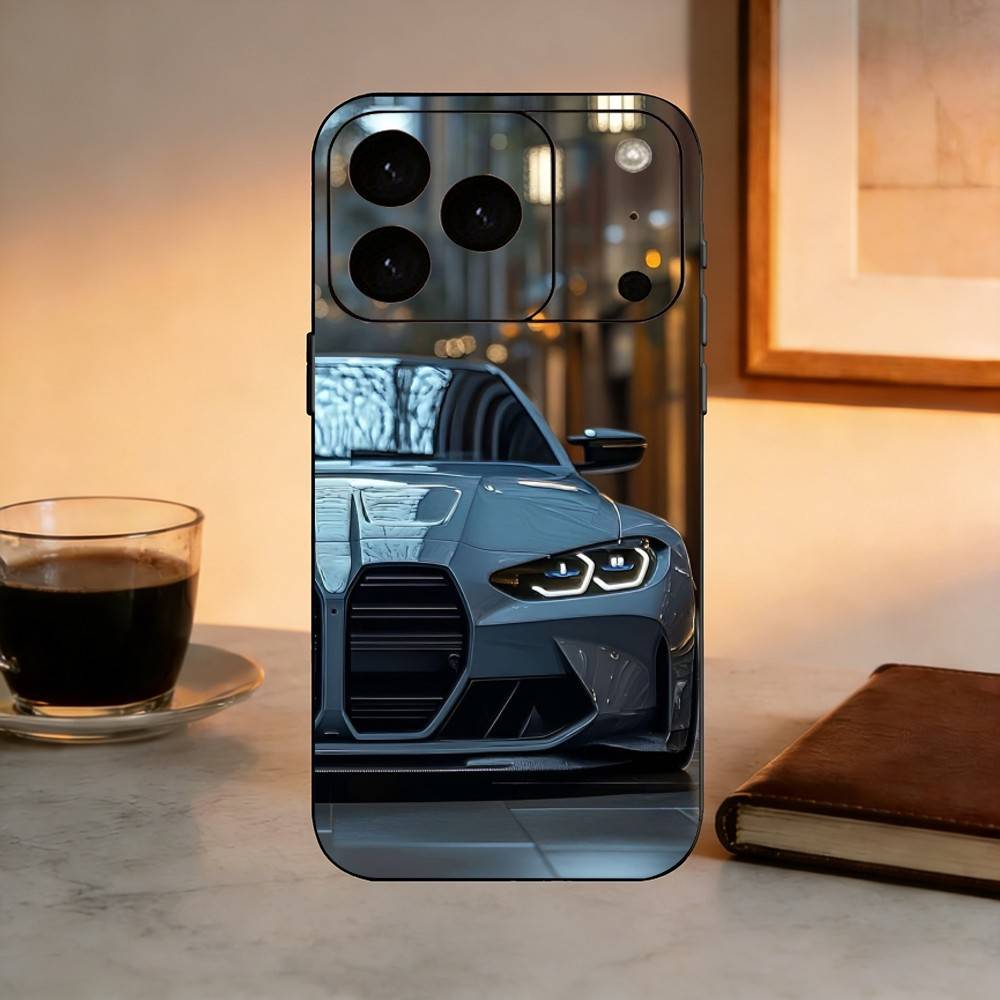 Cool Sports Blue-white Red Car-M4 CAR Phone Case For iPhone 17, 16,15,14,13,12,11 Plus,Pro Max, Others Soft Black Cover