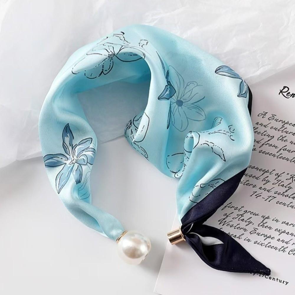 Printed Neck Scarf Breathable Magnetic Snap Scarf New Silk Scarf for Neck Wrap