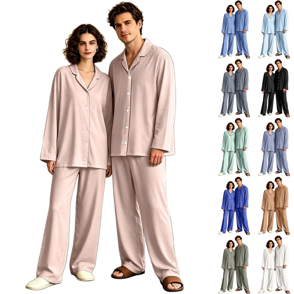 Women's Long Sleeve Loose Fit Pajama Set with Long Pants for Sleep and Home Lounging