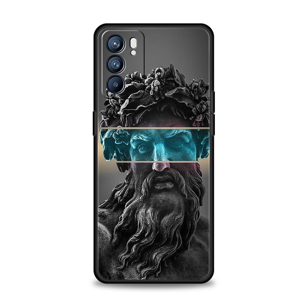 Fashion Ancient Greek Statues Phone Case For Oppo A17 A31 A54 A57 A78 A79 A98 Find X5 X6 Reno 6 7 8 10 11 12 13 F Pro Soft TPU