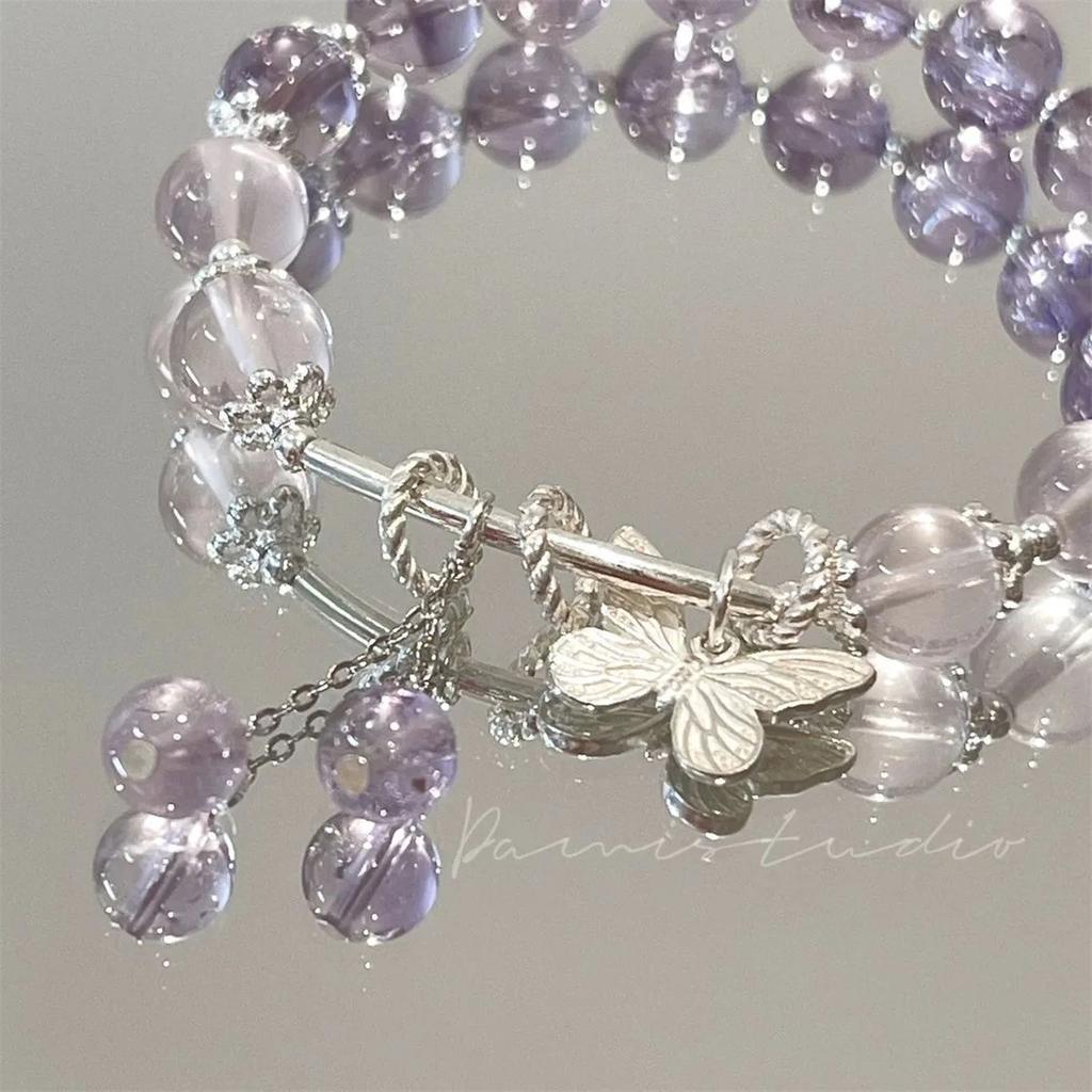 Niche Design Star Chain Tassel Bracelet for Women Fantasy Butterfly Crystal Beads Elastic Rope Bracelet Best Friend Jewelry Gift