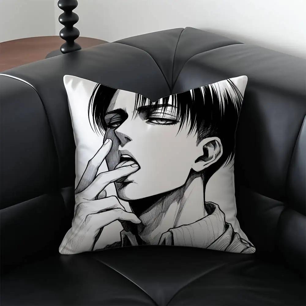 1 Stück Levi Ackerman Attack on Titan Kissenbezug, milbenabweisend, mit verdecktem Reißverschluss, seidig-kurzplüschig, Sofakissenbezug