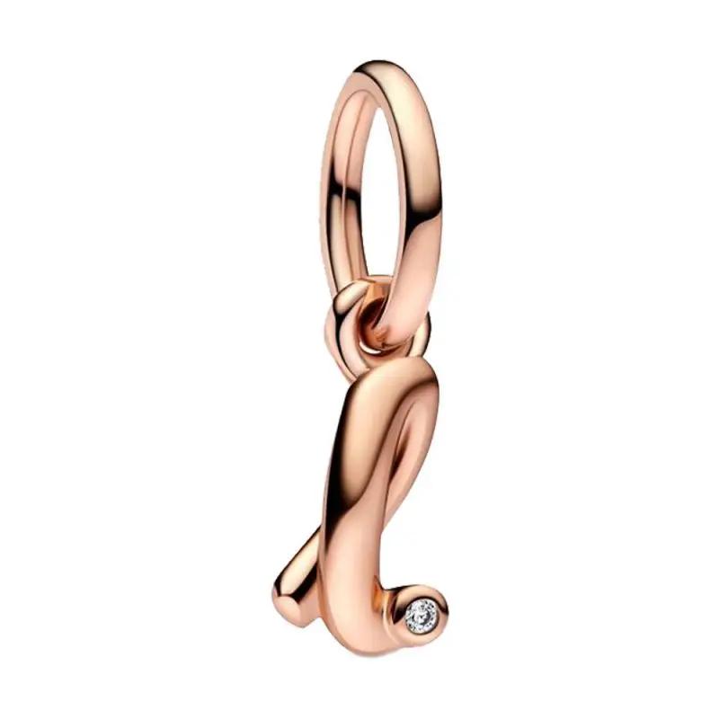 Brand New Plated Rose Gold Letter A-z 26 Alphabet Bead Component Zircon Letter Charm Bead Component Compatible With Authentic Original Bracelet High
