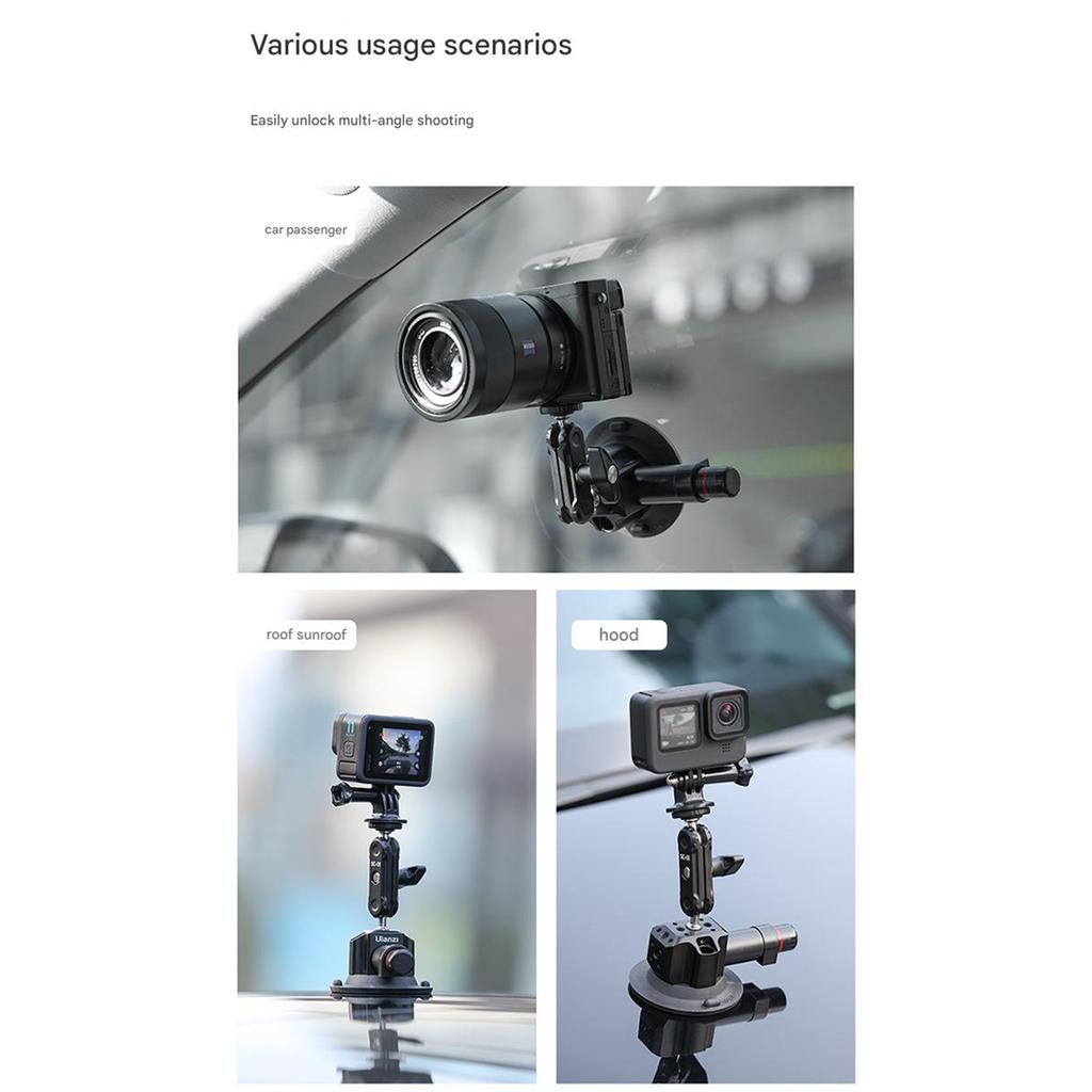 Aluminum Action Camera Holder 3" Vacuum Base Supports 20KG Weight For Car Glass Flat Surfaces