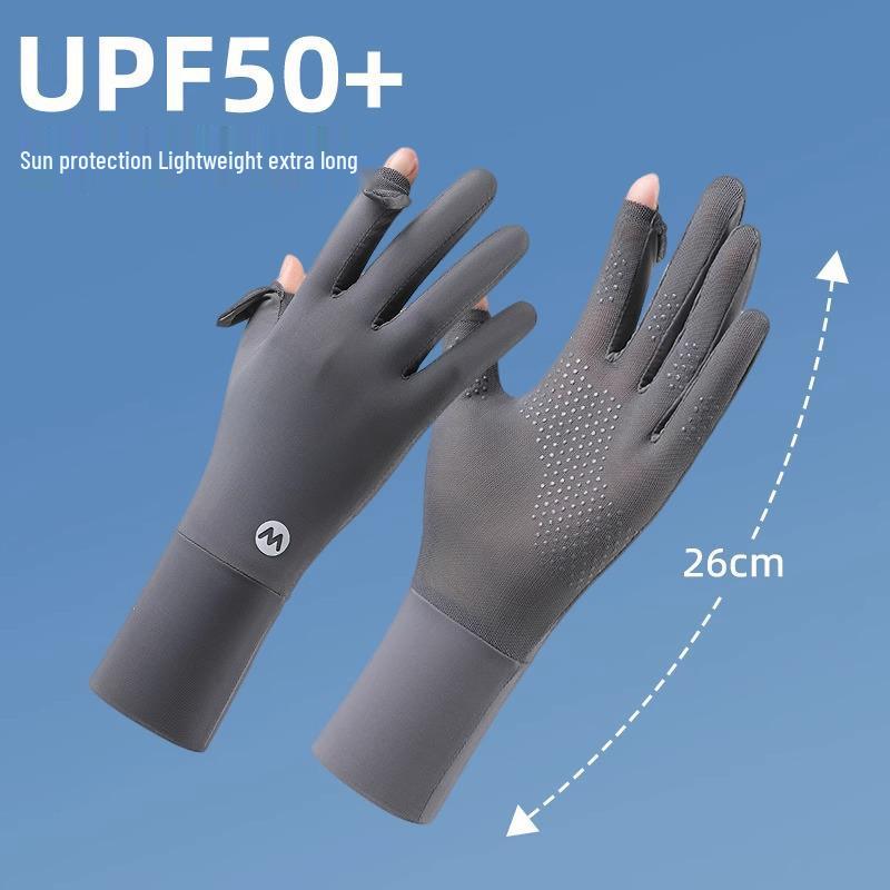 Ice Silk Women's UV Protection Fingerless Gloves - Breathable, Thin, Extended for Summer Driving