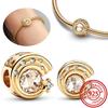 925 Copper Two-tone Stepmom Entwined Hearts Monstera Leaf Glow-in-the-dark Firefly Charm Beads Fit Pantaro Bracelet DIY Zircon