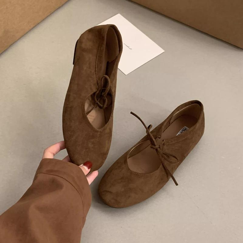 Fashion SUOJIALUN 2025 New Brand Women Flat Shoes Fashion Round Toe Shallow Lace Up Mary Jane Shoes Soft Flat Heel Dress Boat Shoes