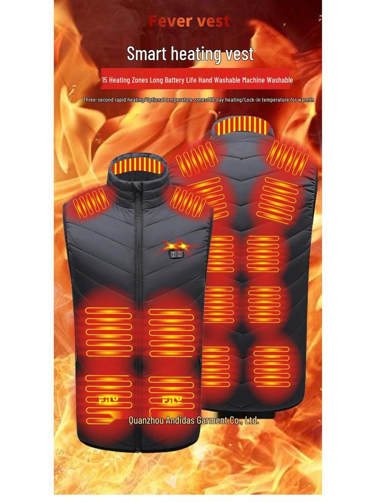 15-Zone Smart Heated Cotton Vest for Men and Women
