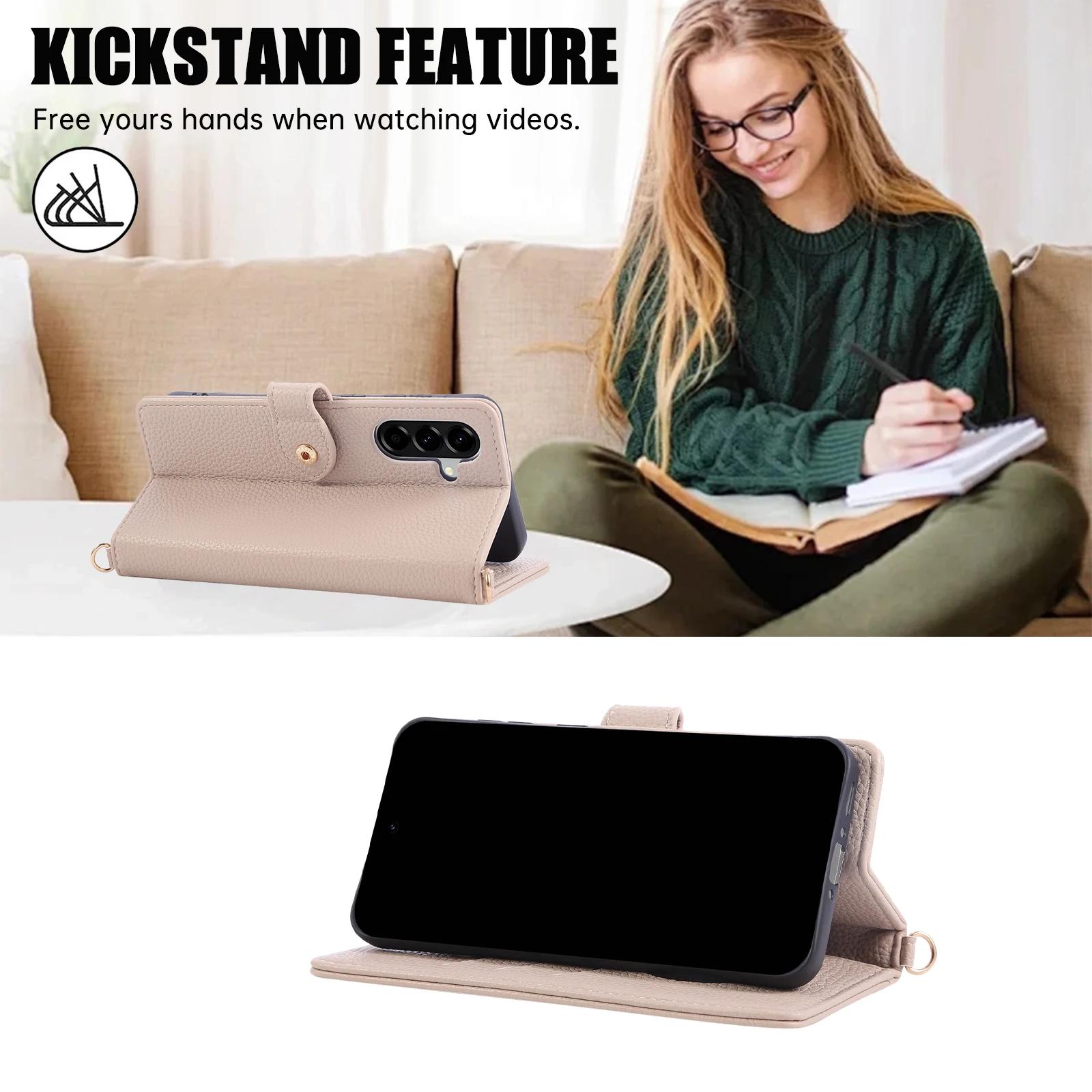 

Mirror Card Holder Lanyard Case Cover for Samsung Galaxy A13 A23 A33 A53 A73 A12 A22 A32 A52 A91 5G Leather Protective Cover Galaxy A13 5G