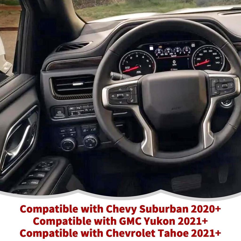 Carbon Fiber Center Console Dashboard Side Air Vent AC Outlet Cover Trim Interior Accessories Compatible with Chevy Suburban SUV 2020-2023,for GMC