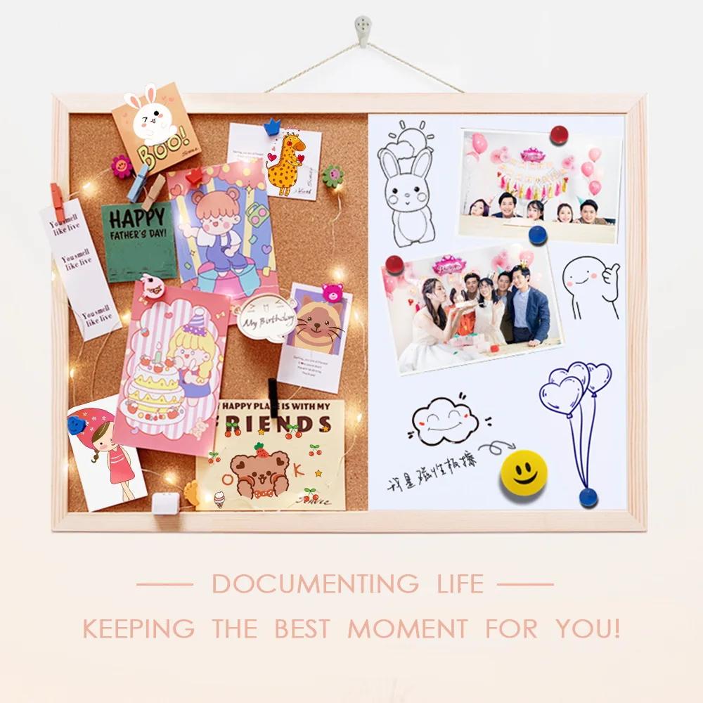 1PC 30x40cm Message Cork Board with Wood Frame Combination Bulletin Magnetic Marker Whiteboard And Drawing Board for Home Office
