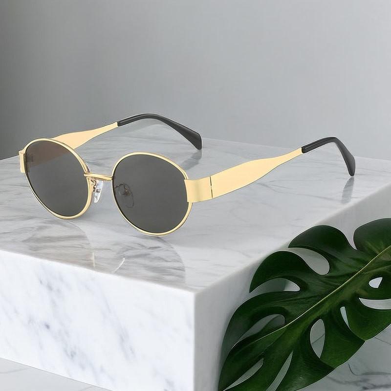 Oval Sunglasses For Women With High-end Metal Sunglasses Small Frame Retro Internet Celebrity Street Shot Sunglasses 2180