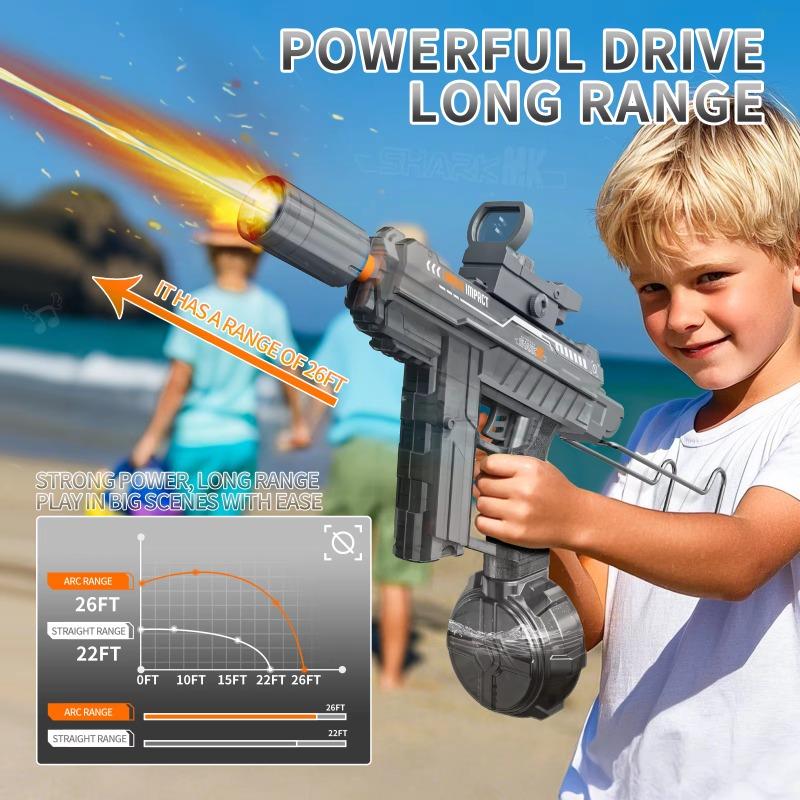 Simulation Shooting Flames Electric Water Gun Toys For Kids Automatic Water Pistol With Recoil Children Summer Outdoor Beach Toy