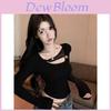 Tshirt Oversize Lace Hollow Out Long Sleeve For Women Spring