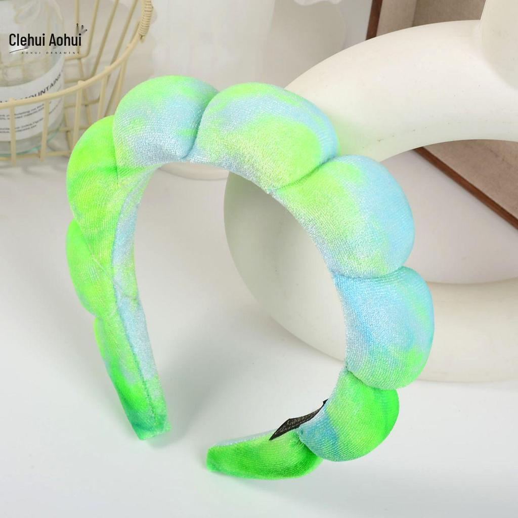 Gold Velvet Spa Headband & Wristband Set for Face Washing & Makeup