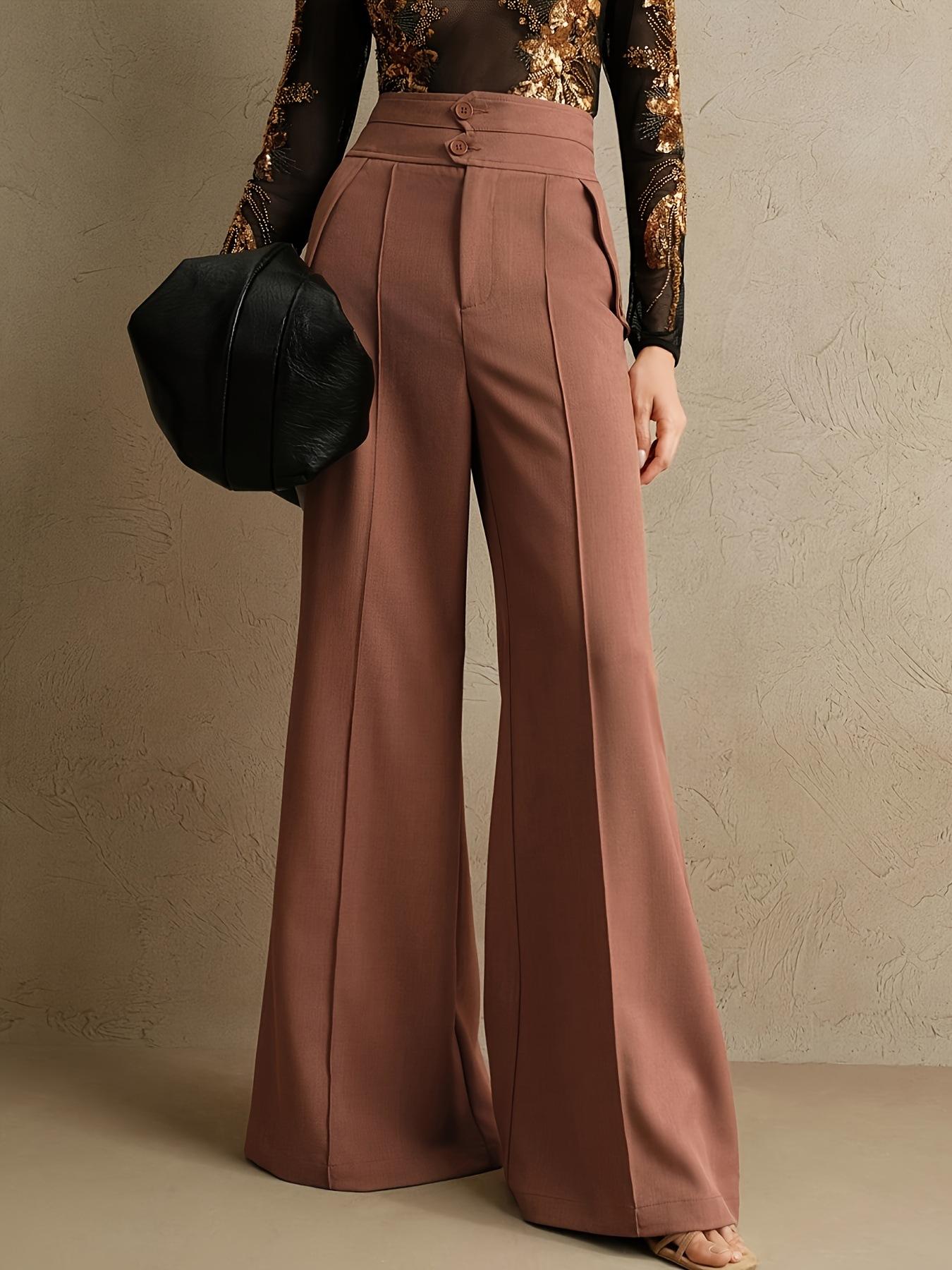 Women S High Waist Wide Leg Suit Pants Commuter Trousers S