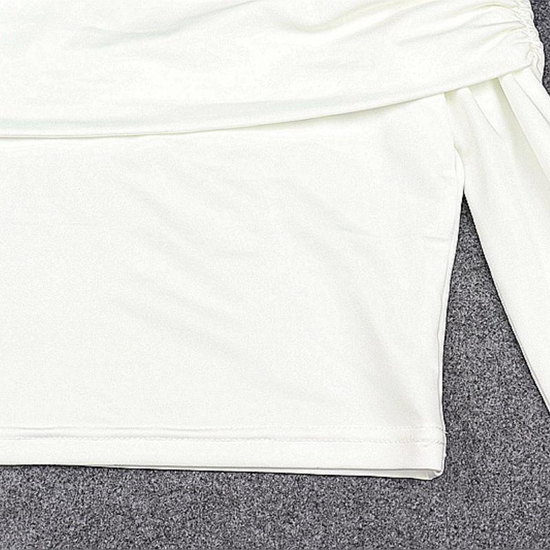 European and American Spring Sexy Hot Girl One Shoulder Slim Fit Versatile Long Sleeved T-shirt Top