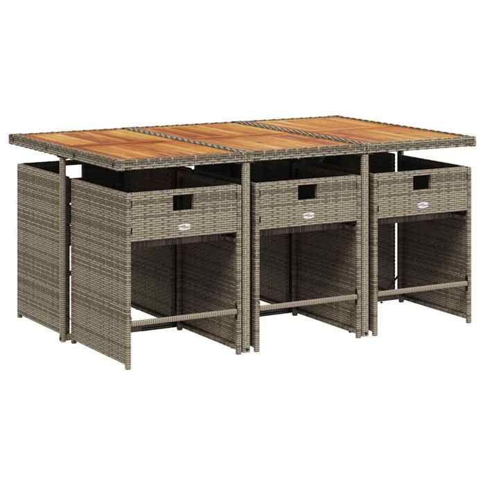 Maison Exclusive - Ensemble à manger de jardin et coussins 7 pcs gris rotin