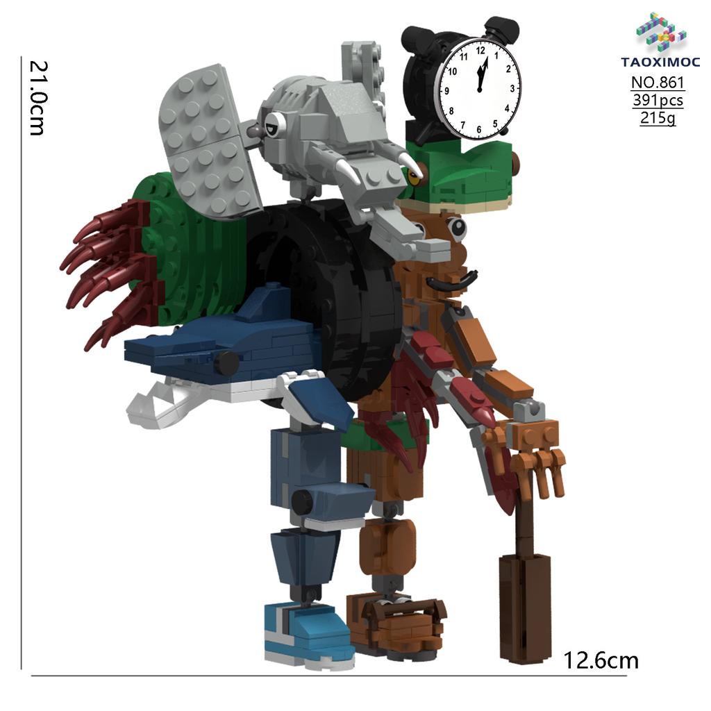 Tungtungtungsahur Mutated Wooden Stick Human Crocodile Building Block Model Toy Brainrot Figurine Figurine