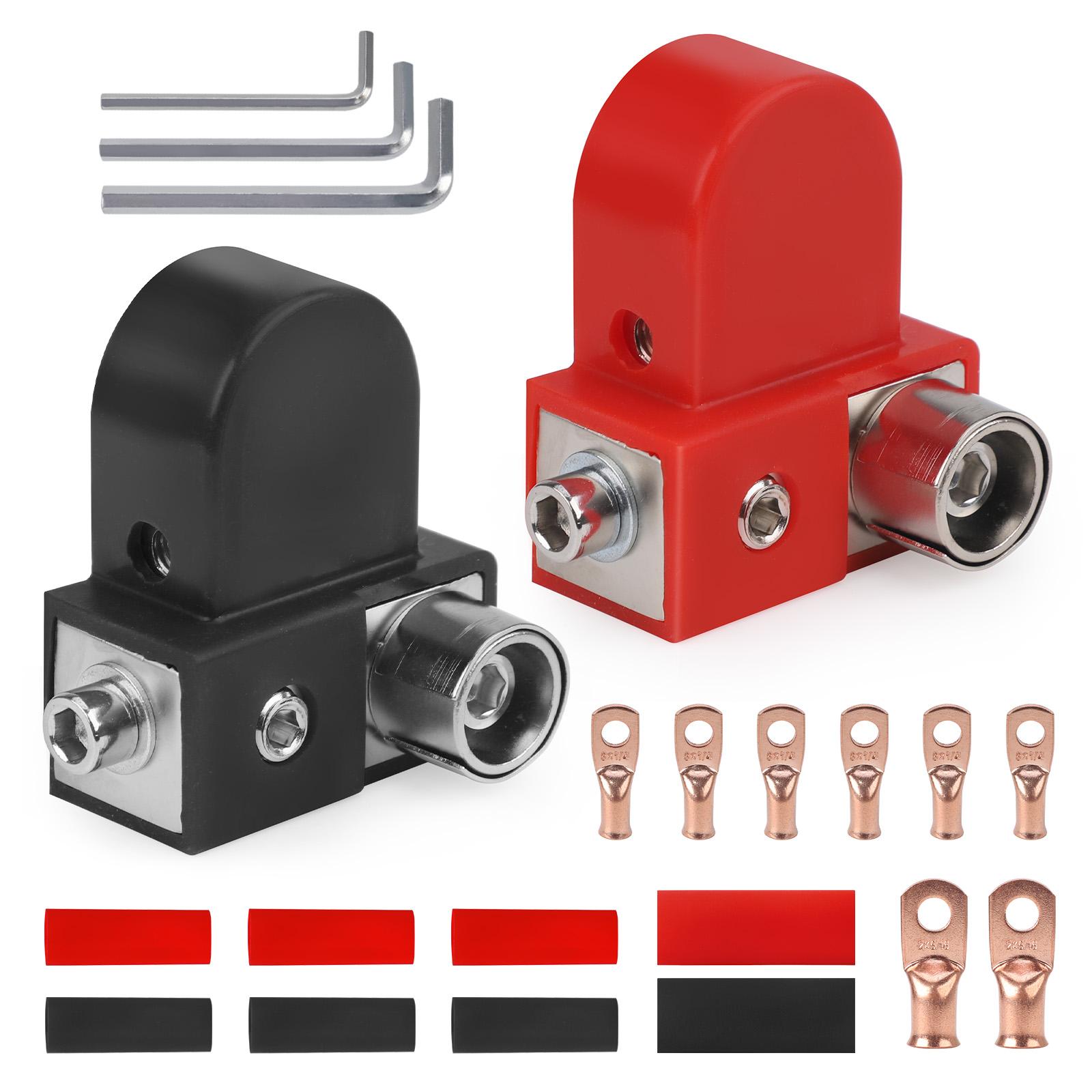 

Positive Negative Battery Terminals Brass 1X0/2/4 Gauge & 1X4/8 Gauge Outputs Top Side Mount Adaptor Collar For Auto Marine Boat