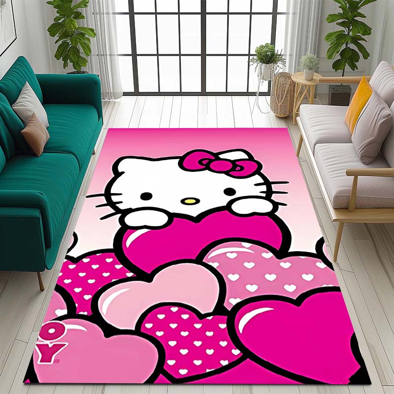 3D cute Hello Kitty cartoon rug, suitable for bedrooms, living rooms, sofas, home doormats, large size children's play mat, Q-01