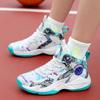 New Children High Top Sneaker Leather Sports Shoes for Boy Kids Comfort Anti-slip Basketball Shoes Outdoor Walking Sneaker